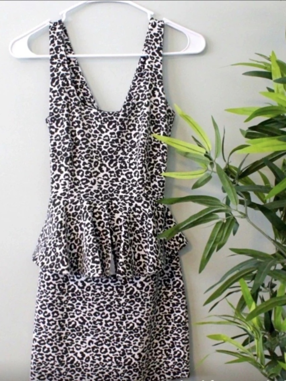 NWOT Windsor Open Back Animal Peplum Mini Dress (S)